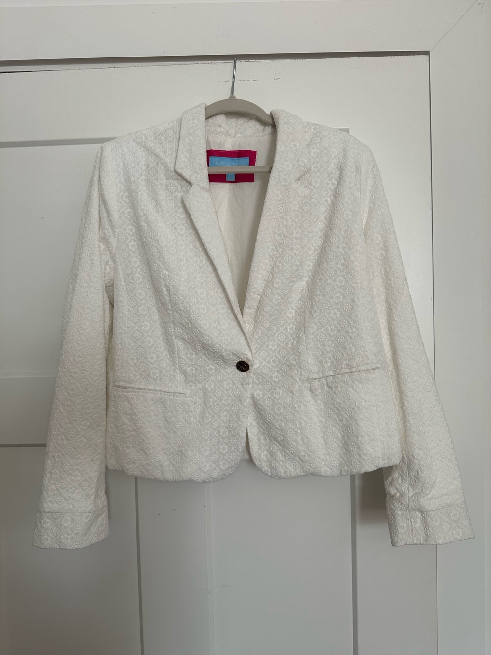 Draper James Ivory Textured Single-Button Women’s Blazer